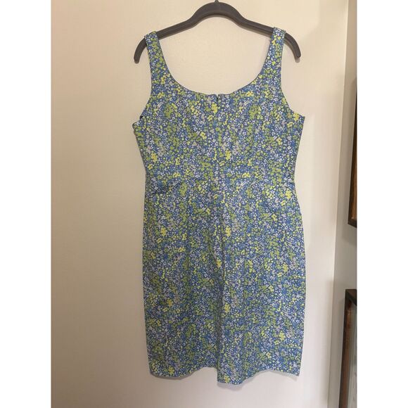 NWT VTG Sigrid Olsen Sport 12P Blue Floral Sheath Dress 90s Y2K Preppy Cotton - Picture 6 of 8